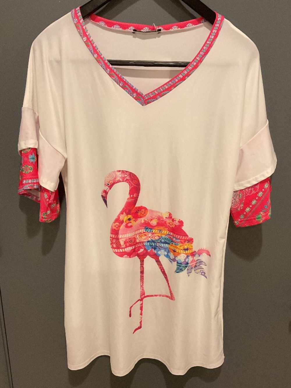 Casual Flowy flamingo tunic blouse